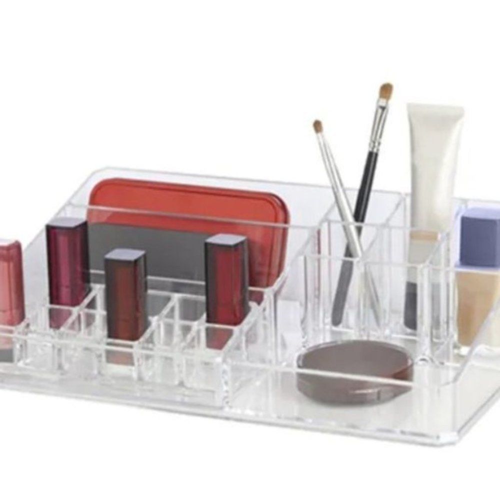 21-Compartment Makeup Organizer Set Clear Acrylic Large
